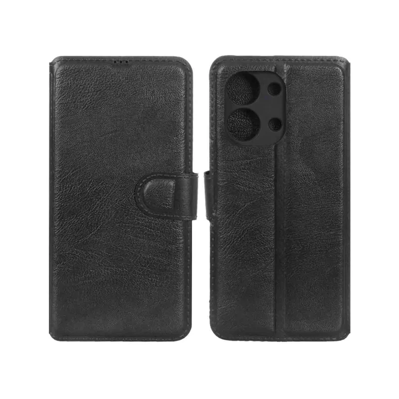 کیف موبایل چرمی مگنتی محافظ لنزدار Xiaomi Redmi 15C / Poco C85 - مشکی - تصویر 2