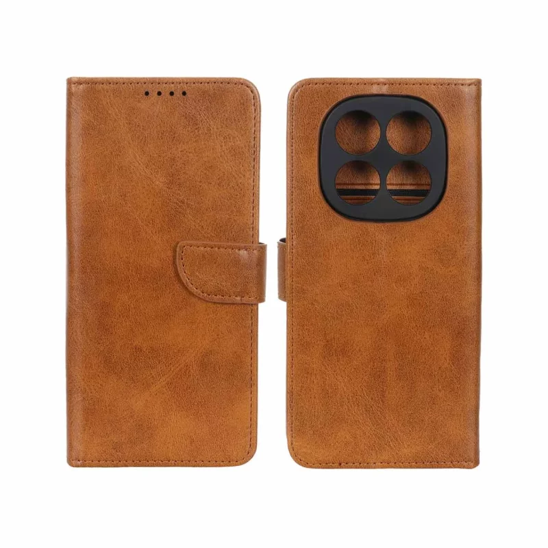 کیف چرمی موبایل مگنتی محافظ لنزدار Xiaomi Redmi Note 14 Pro 4G - عسلی - تصویر 2
