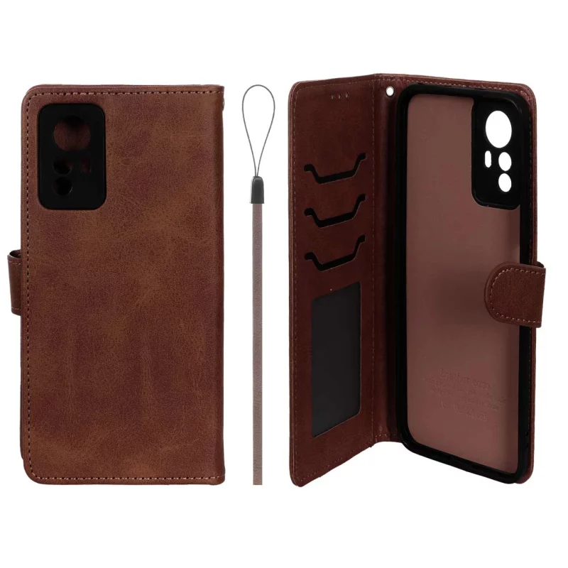 کیف موبایل مگنتی درجه یک داخل خز MNC Plus مدل Xiaomi Redmi Note 12S - قهوه ای - تصویر 2