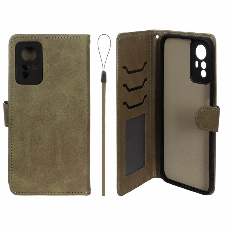 کیف موبایل مگنتی درجه یک داخل خز MNC Plus مدل Xiaomi Redmi Note 12S - سبز زیتونی - تصویر 2