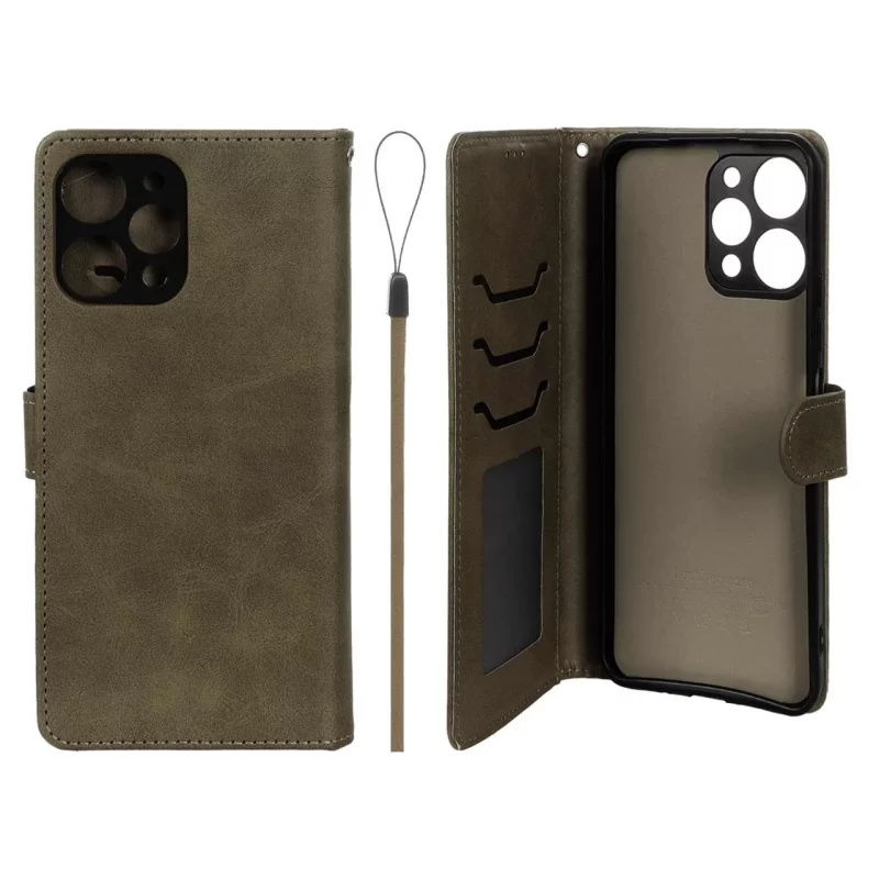 کیف موبایل مگنتی درجه یک داخل خز MNC Plus مدل Xiaomi Redmi 12 / Poco M6 Pro 5G - سبز زیتونی - تصویر 2