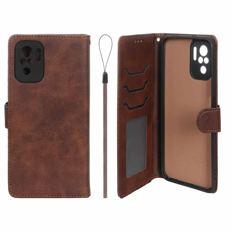 کیف موبایل مگنتی درجه یک داخل خز MNC Plus مدل Xiaomi Redmi Note 10 4G / Redmi Note 10S / Poco M5S - قهوه ای - تصویر 2
