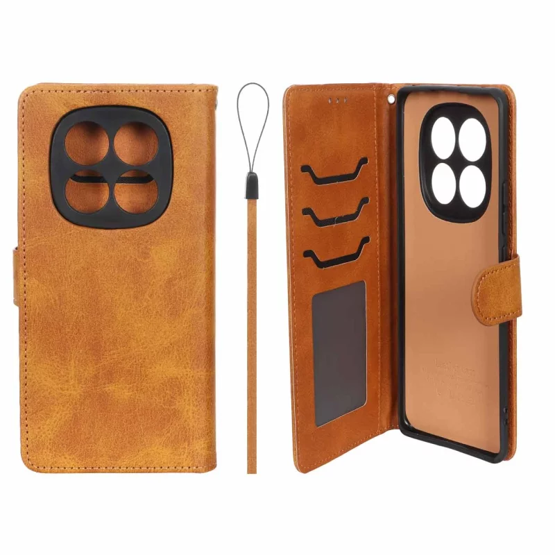 کیف موبایل مگنتی درجه یک داخل خز MNC Plus مدل Xiaomi Redmi Note 14 Pro 4G - عسلی - تصویر 2