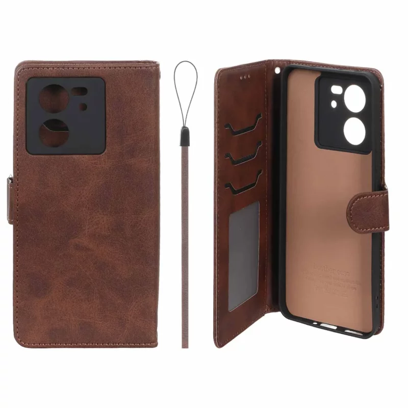 کیف موبایل مگنتی درجه یک داخل خز MNC Plus مدل Xiaomi Mi 13T / Mi 13T Pro - قهوه ای - تصویر 2