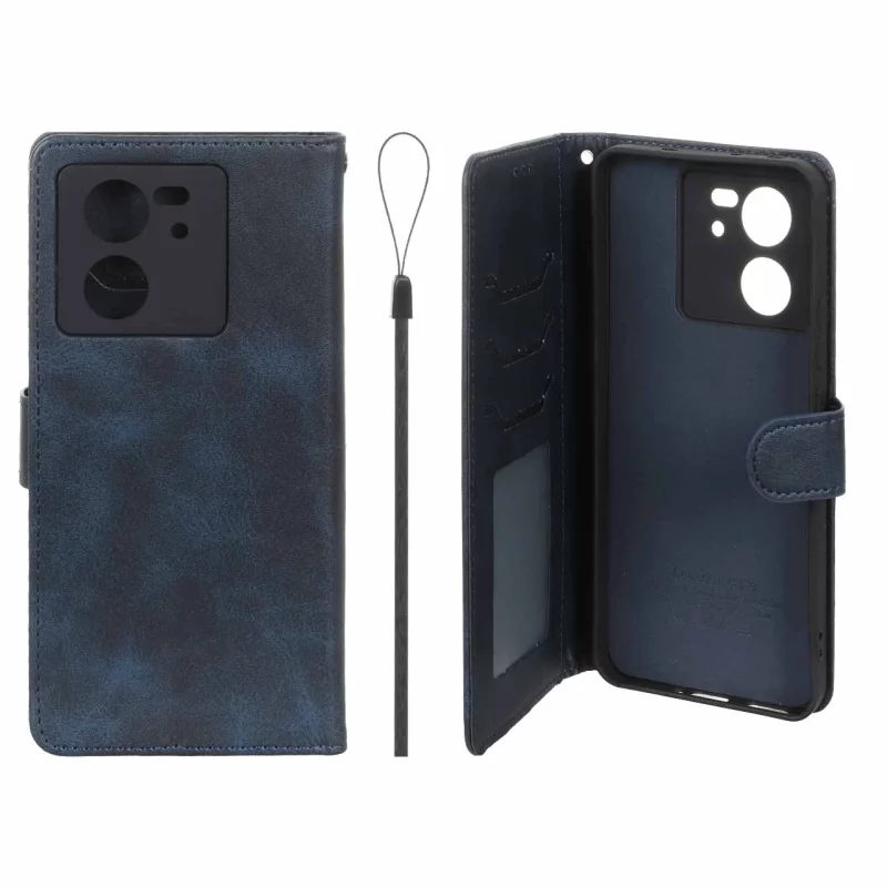 کیف موبایل مگنتی درجه یک داخل خز MNC Plus مدل Xiaomi Mi 13T / Mi 13T Pro - سرمه ای - تصویر 2