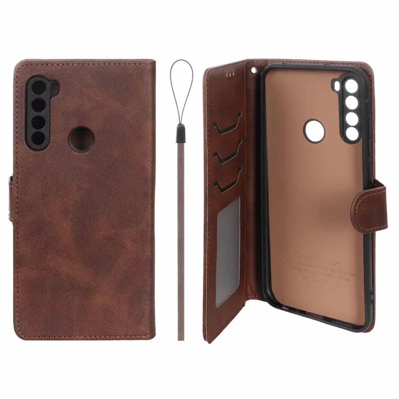 کیف موبایل مگنتی درجه یک داخل خز MNC Plus مدل Xiaomi Redmi Note 8T - قهوه ای - تصویر 2