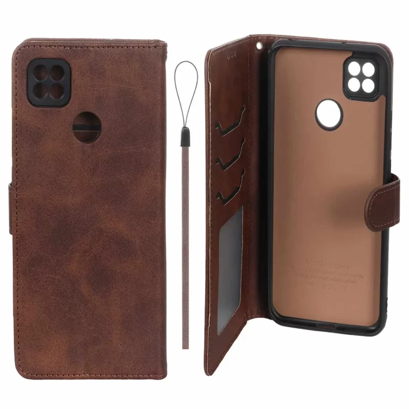 کیف موبایل مگنتی درجه یک داخل خز MNC Plus مدل Xiaomi Redmi 10A / Redmi 9C / Poco C31 - قهوه ای - تصویر 2