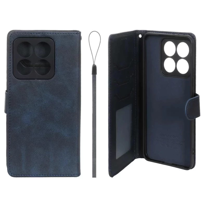 کیف موبایل مگنتی درجه یک داخل خز MNC Plus مدل Xiaomi Mi 14T - سرمه ای - تصویر 2