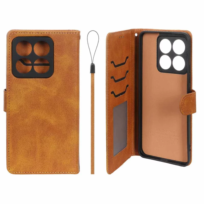 کیف موبایل مگنتی درجه یک داخل خز MNC Plus مدل Xiaomi Mi 14T - عسلی - تصویر 2