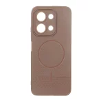 قاب شطرنجی طرح مگ سیف محافظ لنزدار Xiaomi Redmi 15C / Poco C85 - قهوه ای