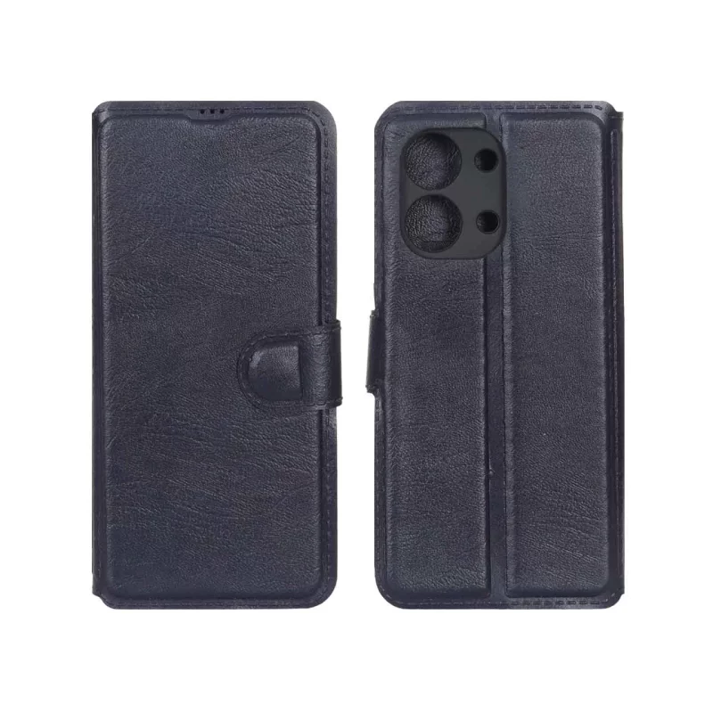 کیف موبایل چرمی مگنتی محافظ لنزدار Xiaomi Redmi 15C / Poco C85 - سرمه ای - تصویر 2