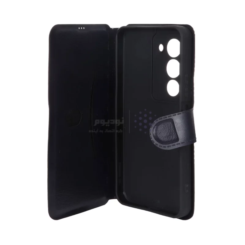 کیف موبایل چرمی مگنتی محافظ لنزدار Xiaomi Redmi 15 4G - سرمه ای - تصویر 3
