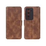 کیف موبایل چرمی مگنتی محافظ لنزدار Xiaomi Redmi 15 4G - قهوه ای روشن کد 1