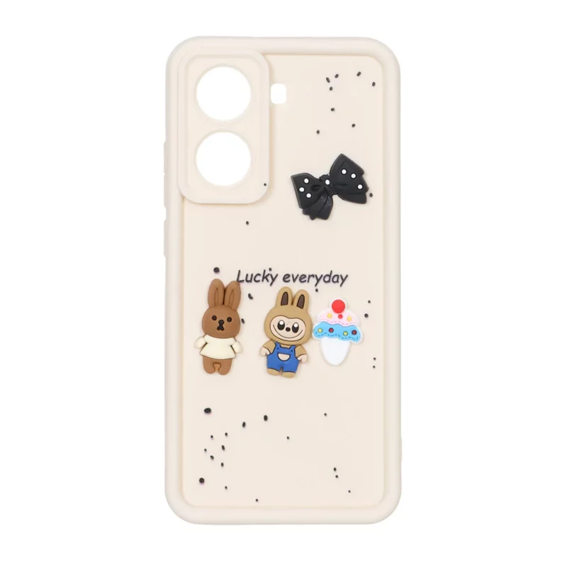 قاب Solid Case عروسک برجسته Lucky every day مدل Xiaomi Poco X7 Pro - کرم - تصویر 2