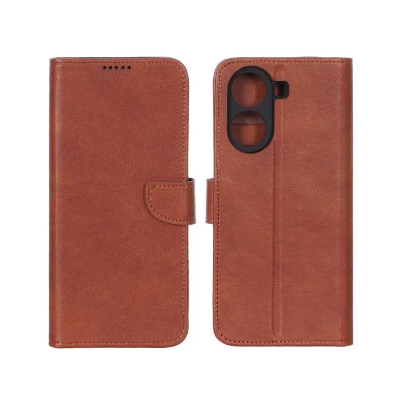 کیف چرمی موبایل مگنتی محافظ لنزدار Xiaomi Poco X7 Pro - قهوه ای - تصویر 2
