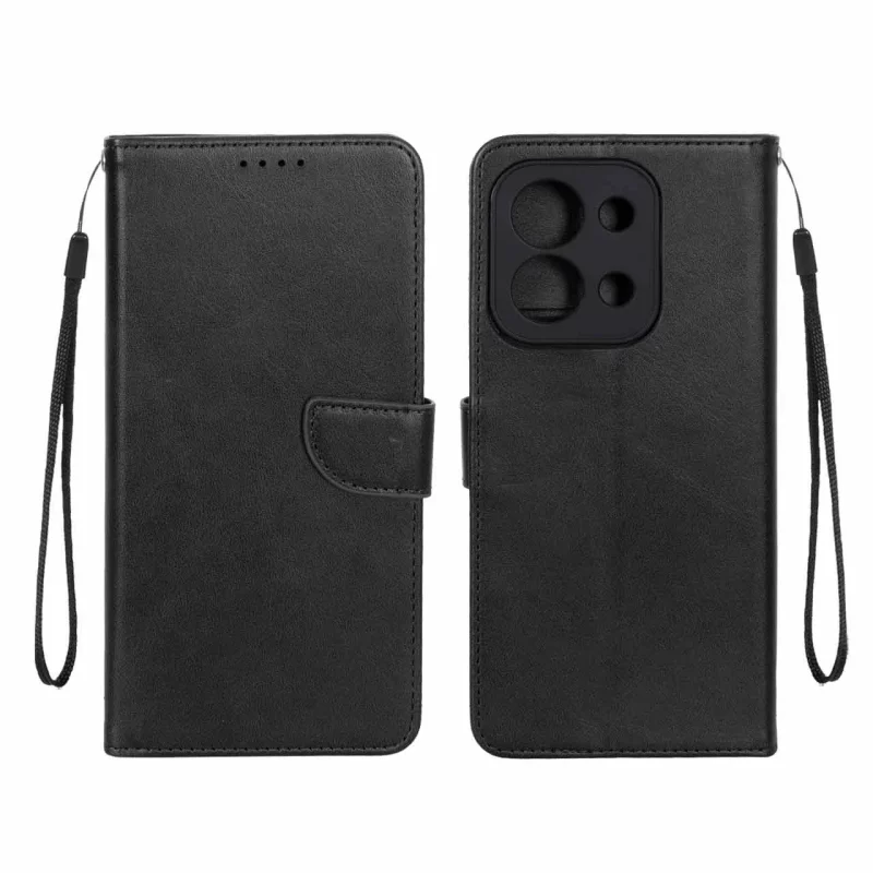 کیف چرمی موبایل مگنتی محافظ لنزدار Xiaomi Redmi 15C / Poco C85 - مشکی - تصویر 2
