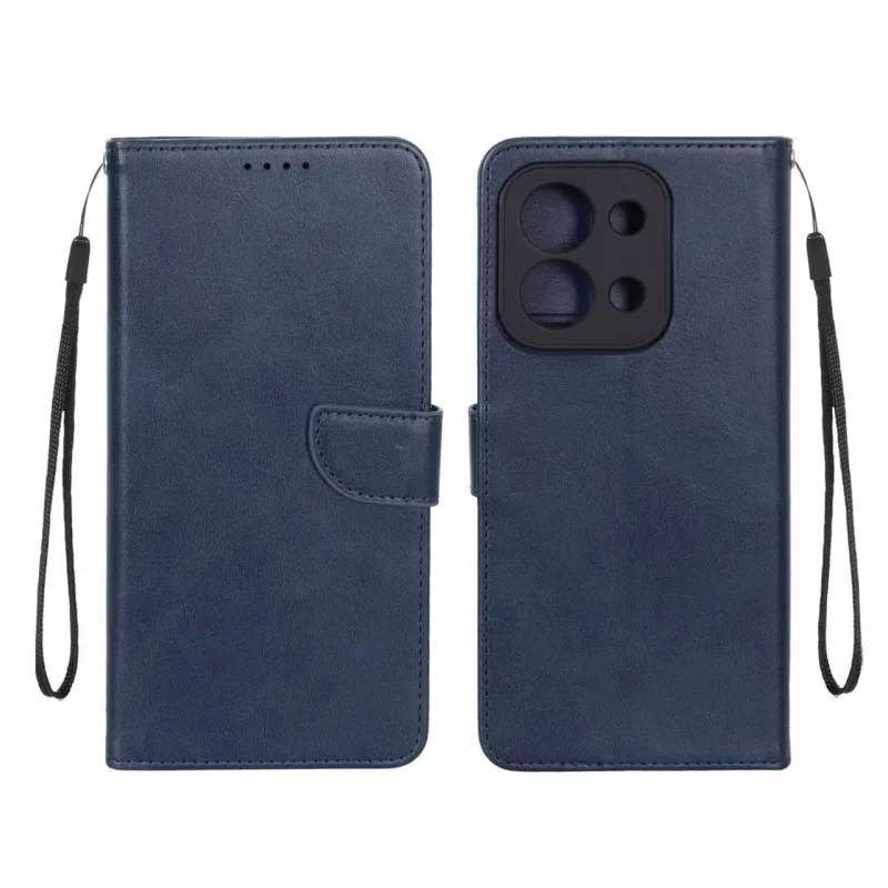 کیف چرمی موبایل مگنتی محافظ لنزدار Xiaomi Redmi 15C / Poco C85 - سرمه ای - تصویر 2