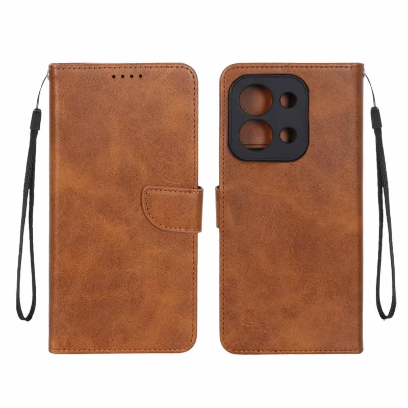 کیف چرمی موبایل مگنتی محافظ لنزدار Xiaomi Redmi 15C / Poco C85 - عسلی - تصویر 2