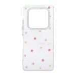 قاب شفاف ژله ای Flower محافظ لنز کروم Xiaomi Redmi Note 14 Pro 4G - صورتی روشن