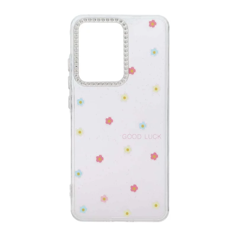 قاب شفاف ژله ای Flower محافظ لنز کروم Xiaomi Poco X7 Pro - صورتی روشن - تصویر 2