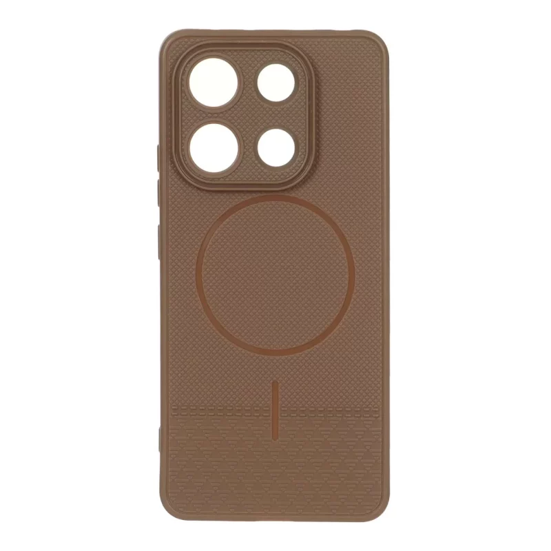 قاب شطرنجی طرح مگ سیف محافظ لنزدار Xiaomi Redmi Note 13 4G - قهوه ای - تصویر 2