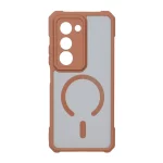 قاب مات طرح مگ سیف ایربگ دار محافظ لنز برجسته Xiaomi Redmi 15 - قهوه ای