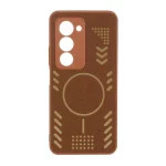 قاب آینه ای طرح مگ سیف طلایی محافظ لنزدار Xiaomi Redmi 15 4G - قهوه ای