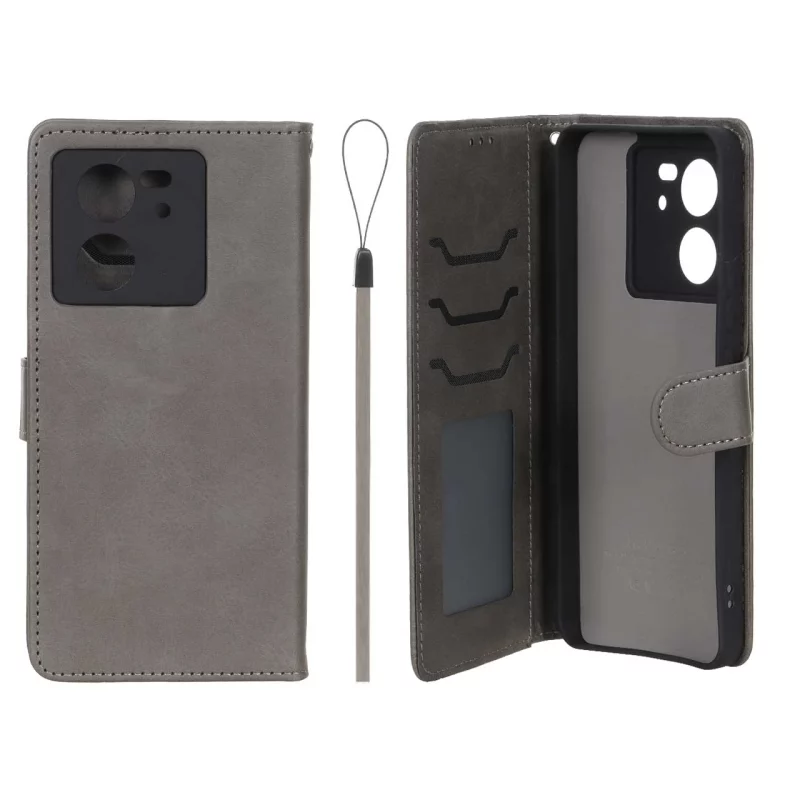 کیف موبایل مگنتی درجه یک داخل خز MNC Plus مدل Xiaomi Mi 13T / Mi 13T Pro - خاکستری - تصویر 2
