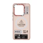 قاب Caution مات طرح مگ سیف دکمه متال Xiaomi Redmi Note 14 4G - صورتی
