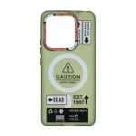قاب Caution مات طرح مگ سیف دکمه متال Xiaomi Redmi Note 14 4G - سبز