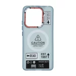 قاب Caution مات طرح مگ سیف دکمه متال Xiaomi Redmi Note 14 4G - آبی