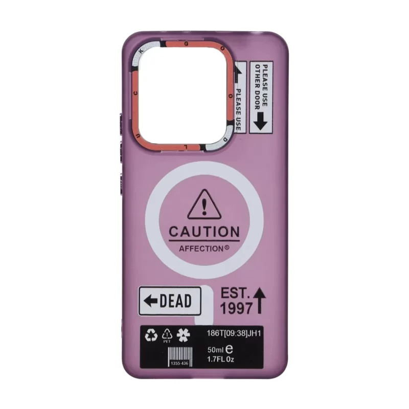 قاب Caution مات طرح مگ سیف دکمه متال Xiaomi Redmi Note 14 4G - ارغوانی - تصویر 2