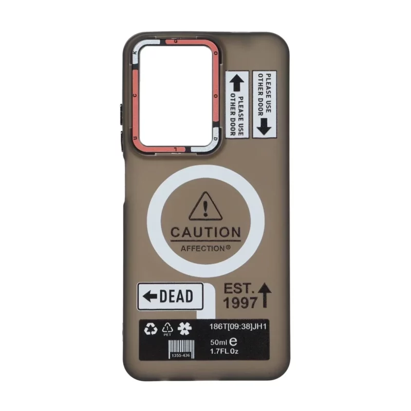 قاب Caution مات طرح مگ سیف دکمه متال Xiaomi Redmi A5 / Poco C71 - مشکی - تصویر 2