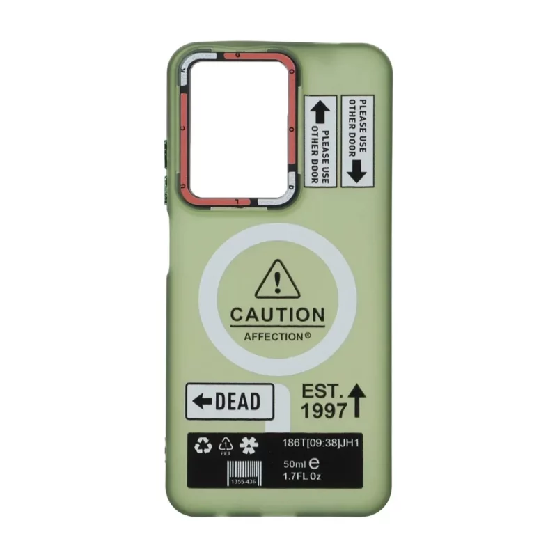قاب Caution مات طرح مگ سیف دکمه متال Xiaomi Redmi A5 / Poco C71 - سبز - تصویر 2