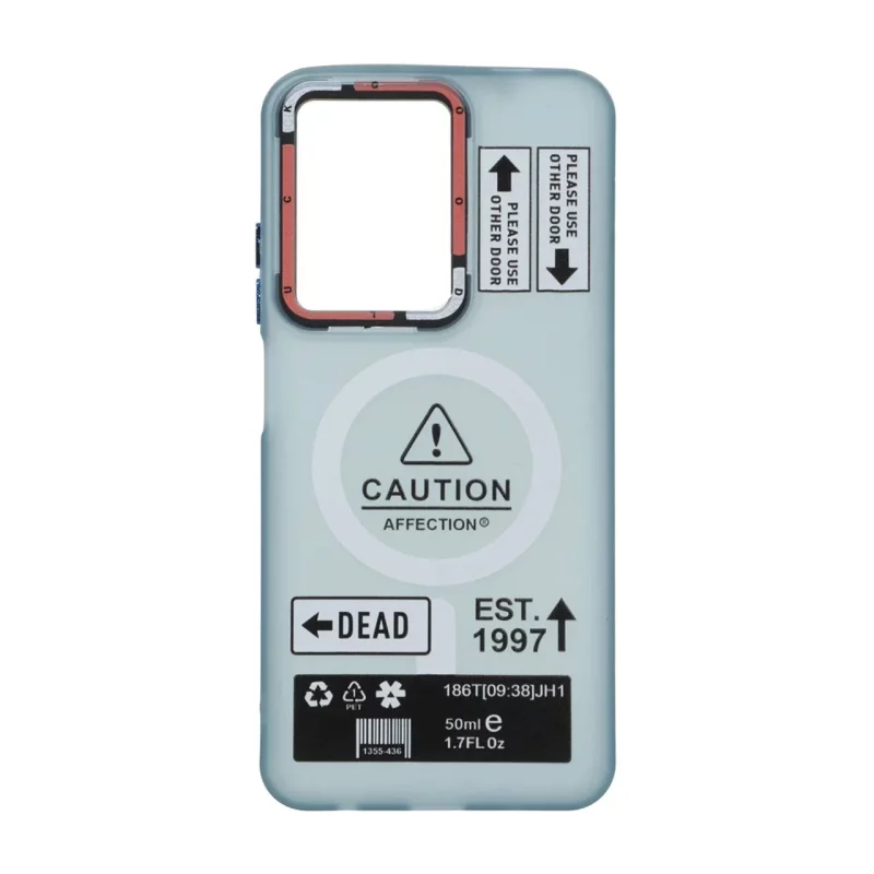 قاب Caution مات طرح مگ سیف دکمه متال Xiaomi Redmi A5 / Poco C71 - آبی - تصویر 2