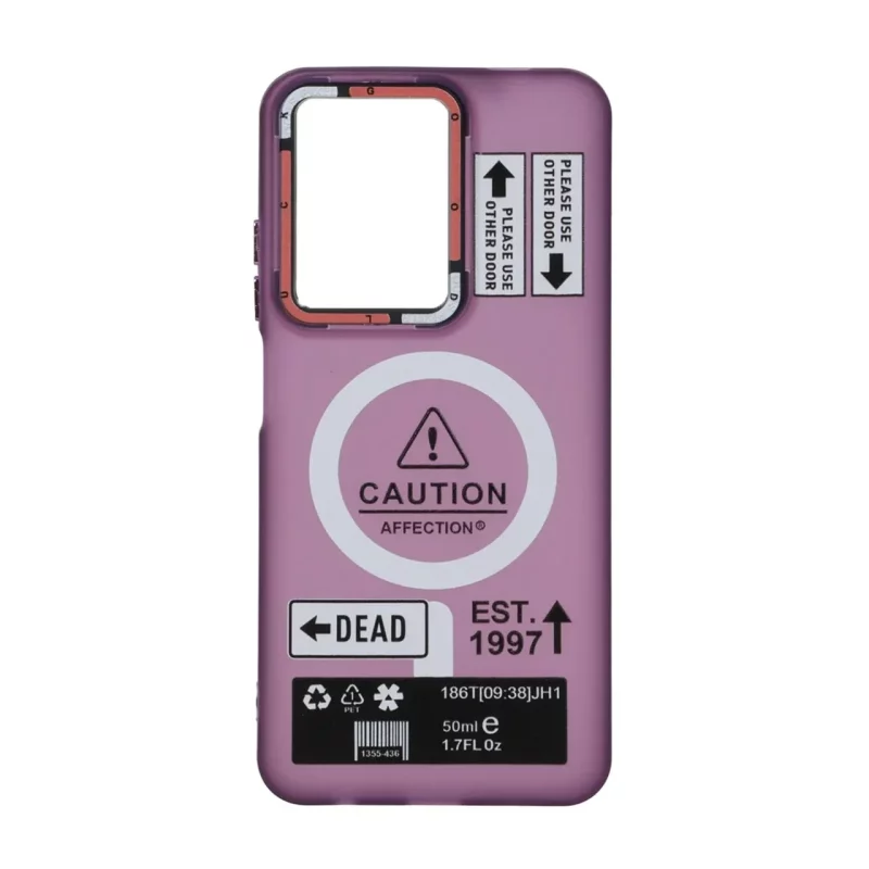 قاب Caution مات طرح مگ سیف دکمه متال Xiaomi Redmi A5 / Poco C71 - ارغوانی - تصویر 2