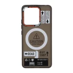 قاب Caution مات طرح مگ سیف دکمه متال Xiaomi Redmi Note 13 4G - مشکی