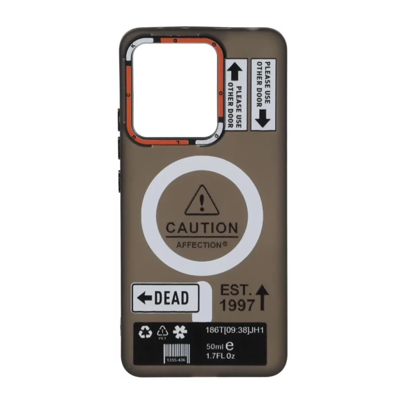 قاب Caution مات طرح مگ سیف دکمه متال Xiaomi Redmi Note 13 4G - مشکی - تصویر 2