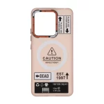 قاب Caution مات طرح مگ سیف دکمه متال Xiaomi Redmi Note 13 4G - صورتی