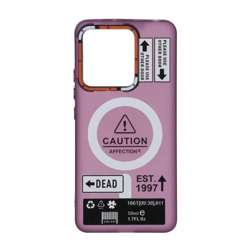 قاب Caution مات طرح مگ سیف دکمه متال Xiaomi Redmi Note 13 4G - ارغوانی - تصویر 2
