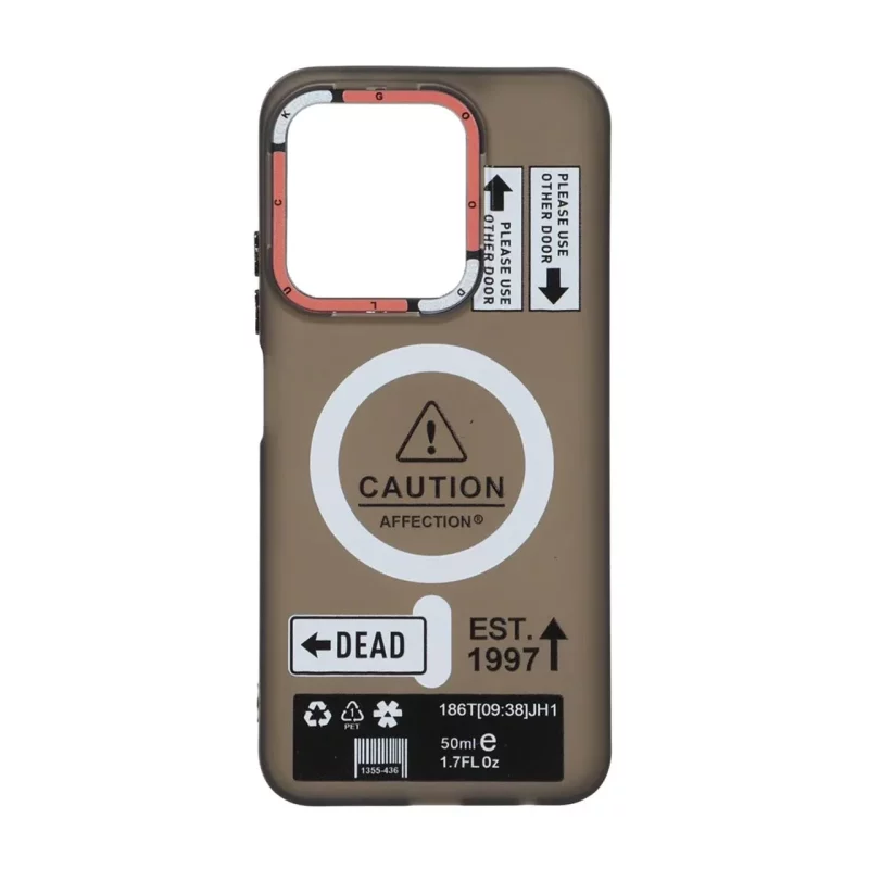 قاب Caution مات طرح مگ سیف دکمه متال Xiaomi Redmi 15C / Poco C85 - مشکی - تصویر 2