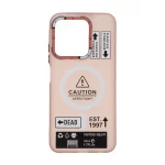 قاب Caution مات طرح مگ سیف دکمه متال Xiaomi Redmi 15C / Poco C85 - صورتی