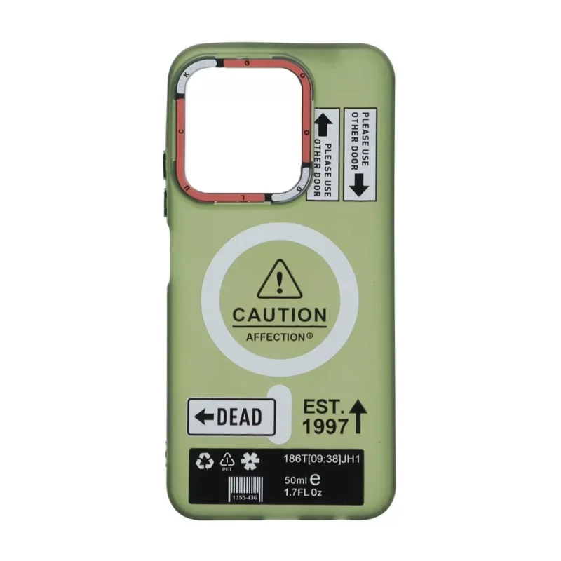 قاب Caution مات طرح مگ سیف دکمه متال Xiaomi Redmi 15C / Poco C85 - سبز - تصویر 2