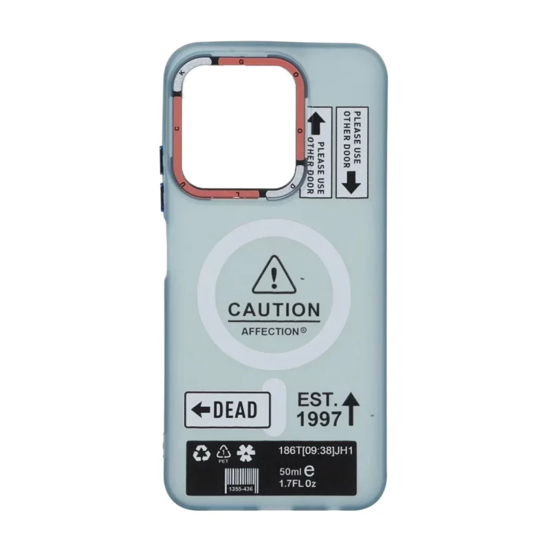 قاب Caution مات طرح مگ سیف دکمه متال Xiaomi Redmi 15C / Poco C85 - آبی - تصویر 2
