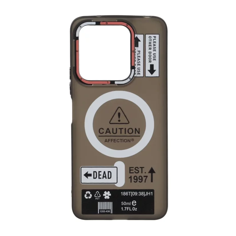 قاب Caution مات طرح مگ سیف دکمه متال Xiaomi Redmi 13X / Redmi 13 4G / Poco M6 4G - مشکی - تصویر 2