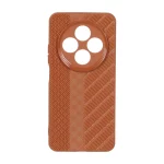 قاب ژله ای هاشور دور لنز براق Xiaomi Redmi 14C / Redmi A4 / Poco C75 - قهوه ای