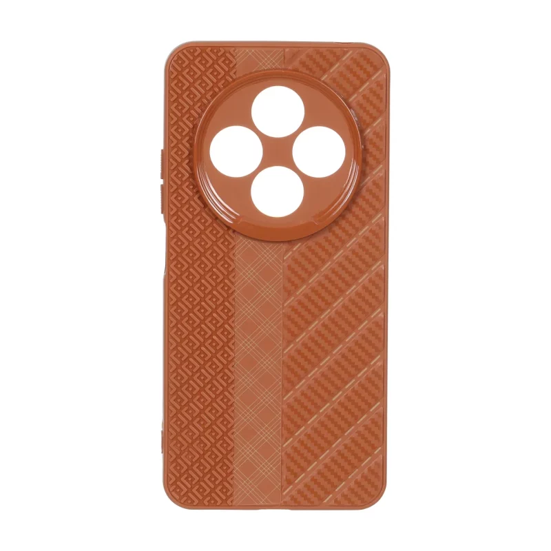 قاب ژله ای هاشور دور لنز براق Xiaomi Redmi 14C / Redmi A4 / Poco C75 - قهوه ای - تصویر 2