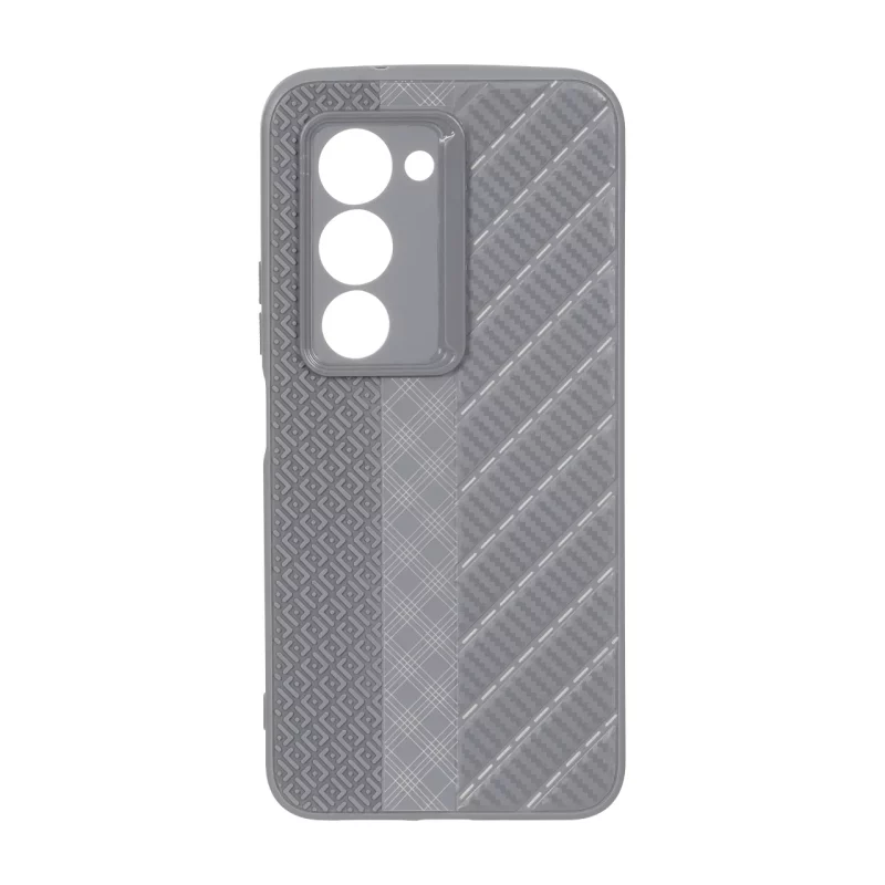 قاب ژله ای هاشور دور لنز براق Xiaomi Redmi 15 4G - خاکستری - تصویر 2