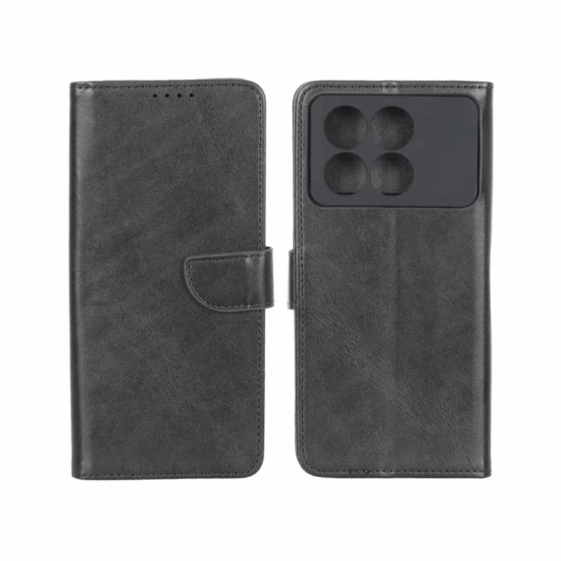 کیف چرمی موبایل مگنتی محافظ لنزدار Xiaomi Poco X6 Pro 5G / Redmi K70E - مشکی - تصویر 2