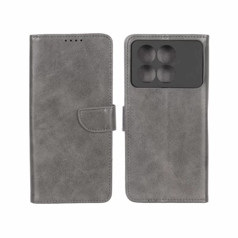 کیف چرمی موبایل مگنتی محافظ لنزدار Xiaomi Poco X6 Pro 5G / Redmi K70E - خاکستری - تصویر 2